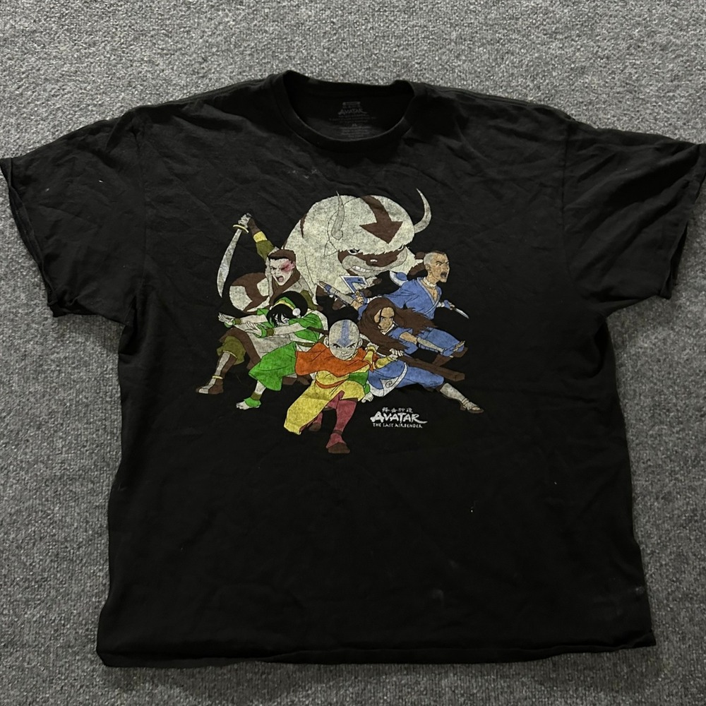 Avatar T-Shirt Mens Size XL Black Graphic The Last Airbender Aang Appa Crew Neck